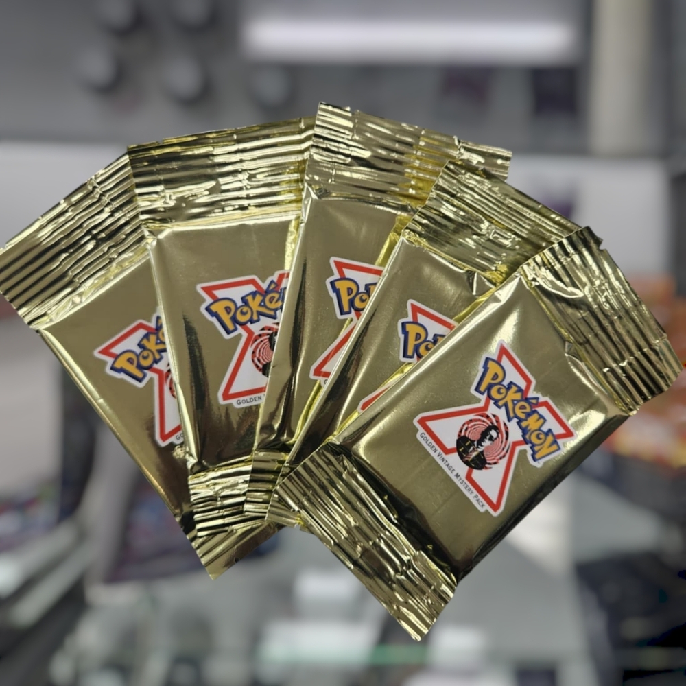 ✨️ Pokémon Mystery Vintage Gold 5 Pack - Picture 1 of 3